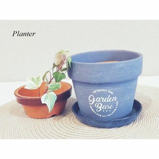 planter 素焼鉢/多肉植物やサボテンなどに【 青&茶・未使用2個set 】(プランター)