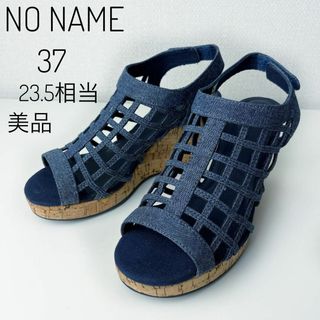 ノーネーム(No Name)の【美品】NONAME ノーネーム　サンダル　ストラップ　コルク　デニム調　ヒール(サンダル)