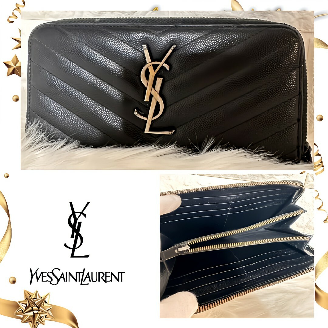 Yves Saint Laurent(イヴサンローラン)の人気商品 イヴサンローランパリ 長財布 カサンドラ Vステッチ キャビアスキン レディースのファッション小物(財布)の商品写真