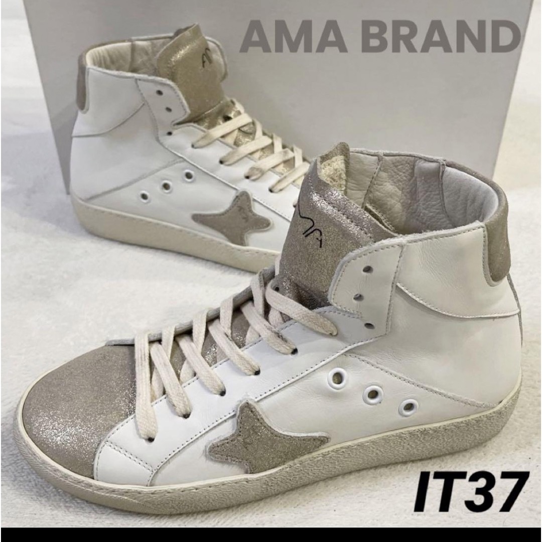 SALE‼️【新品】AMA BRAND ホワイト/ピンクゴールド  イタリア製 レディースの靴/シューズ(スニーカー)の商品写真