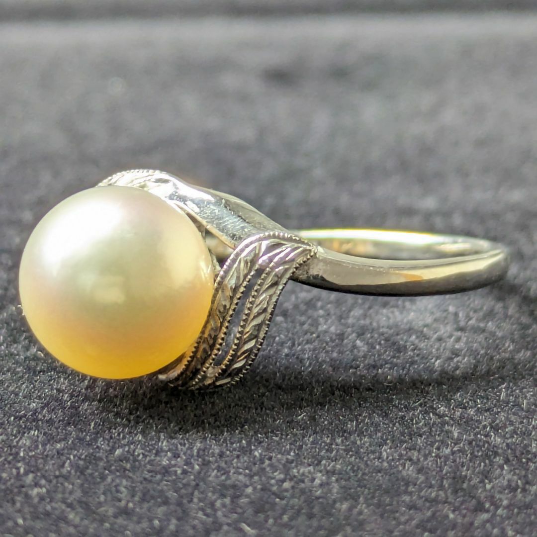 MIKIMOTO(ミキモト)の900 ミキモトパールリングK14WGホワイトゴールド約8.0mm13号 レディースのアクセサリー(リング(指輪))の商品写真