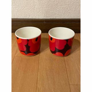 marimekko - ◉usedマリメッコ◉Red ウニッコ ラテマグペアセット 50周年記念限定品