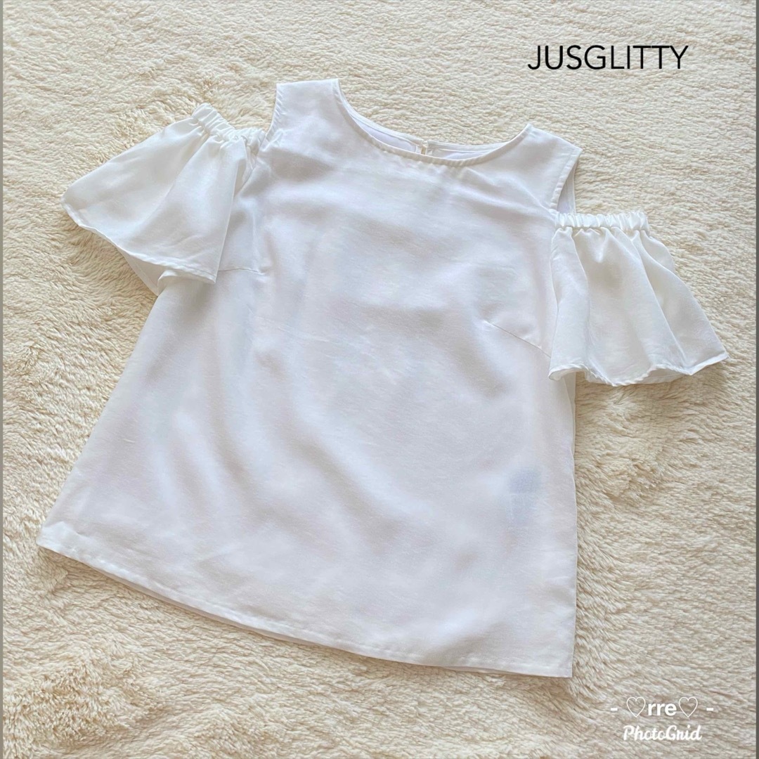 JUSGLITTY(ジャスグリッティー)の最終sale⭐︎ジャスグリッティ❤︎オープンショルダー ブラウス❤︎ホワイト レディースのトップス(シャツ/ブラウス(半袖/袖なし))の商品写真