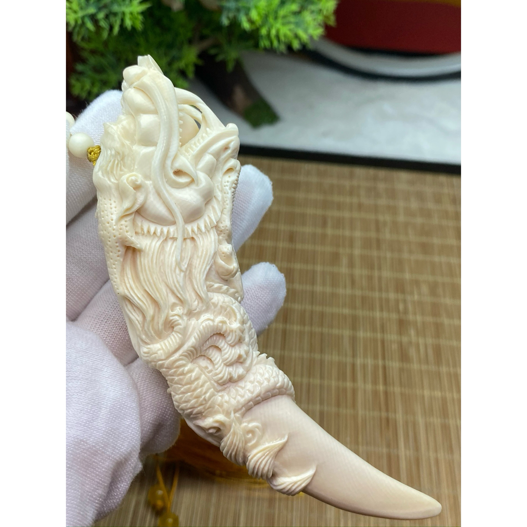 天然マンモス牙美しい手作り彫刻 1 盤龍牙尖 握り物 天然マンモス牙美しい手作り彫刻 1 盤龍牙尖 握り物