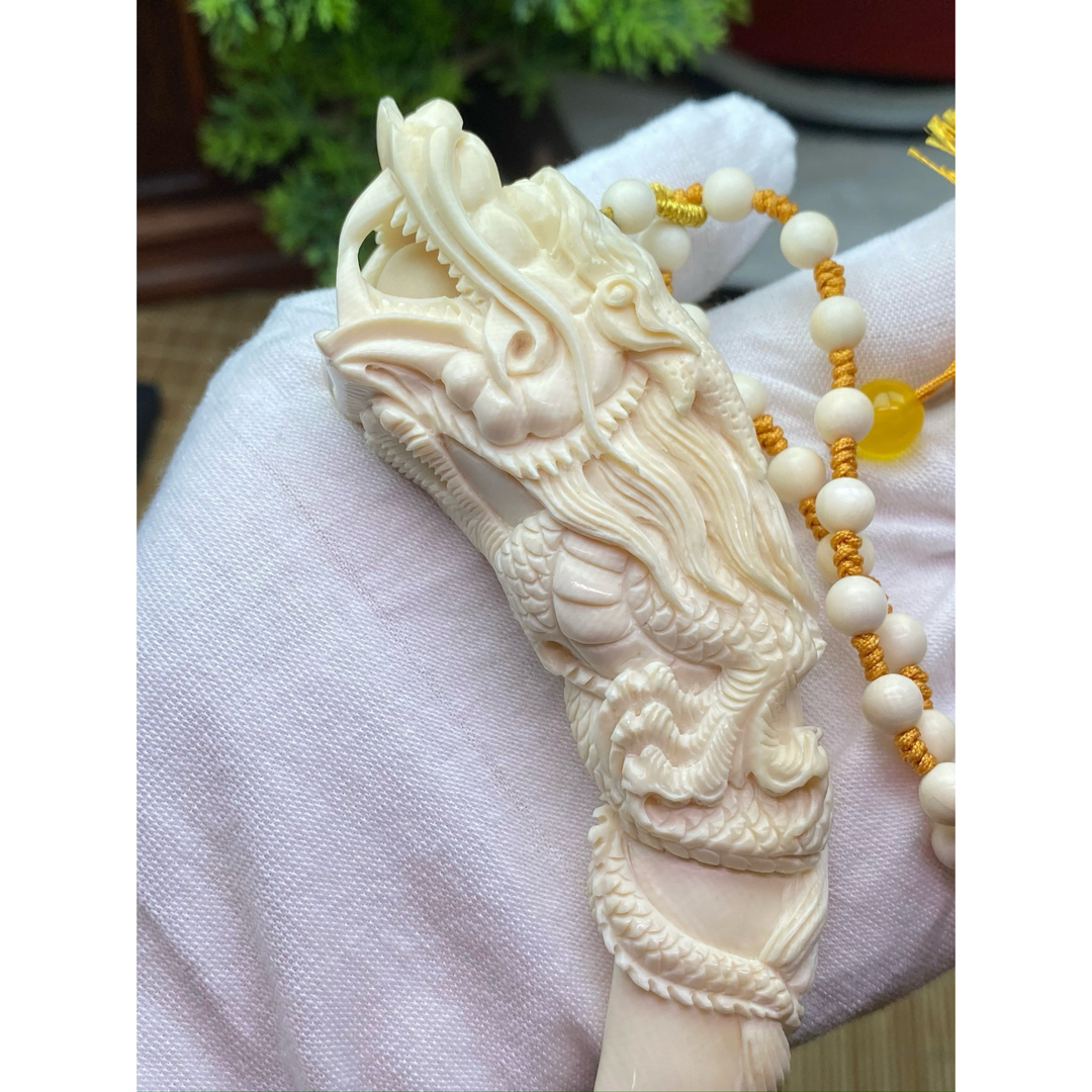 天然マンモス牙美しい手作り彫刻 1 盤龍牙尖 握り物 天然マンモス牙美しい手作り彫刻 1 盤龍牙尖 握り物