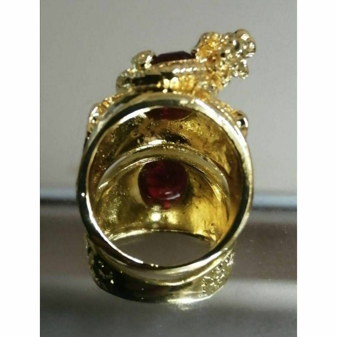 【H024】リング メンズ  ゴールド レッド ドラゴン 龍 指輪 20号 メンズのアクセサリー(リング(指輪))の商品写真