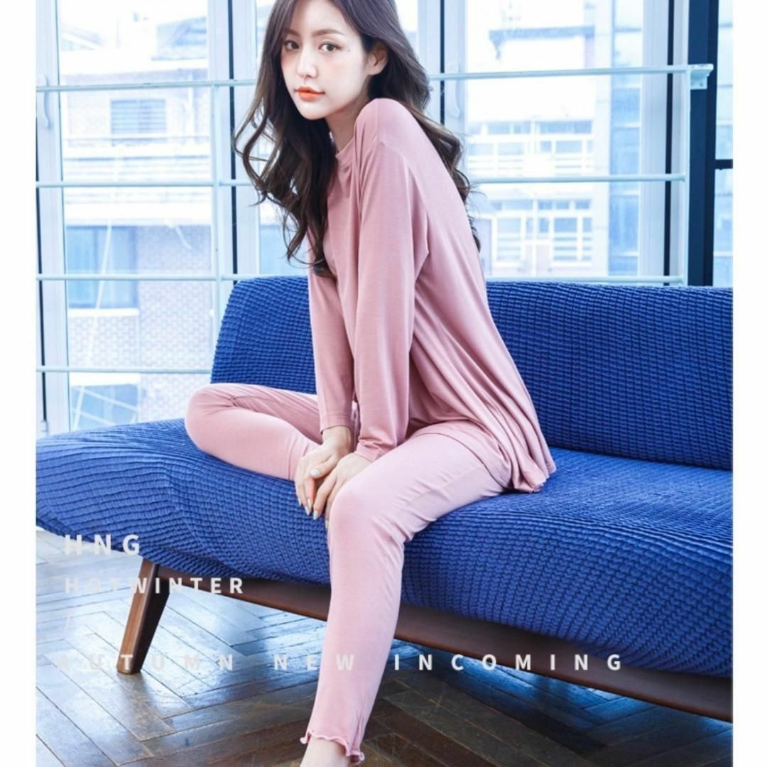 ● ゆったりルームウェア　L　ピンク　セットアップ　パジャマ　部屋着　韓国 レディースのルームウェア/パジャマ(ルームウェア)の商品写真