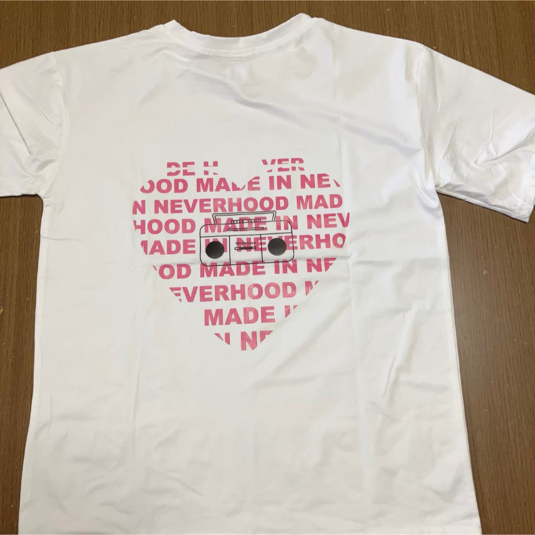 3004＊Mサイズ バックプリント ロゴ入り ハート 半袖 Tシャツ レディースのトップス(Tシャツ(半袖/袖なし))の商品写真