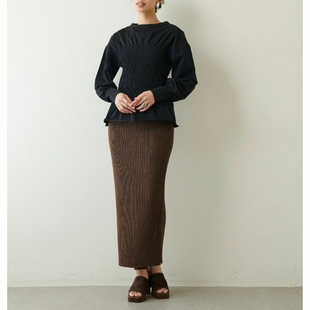 Whim Gazette(ウィムガゼット)の【美品】Whim Gazette/ウィムガゼット リネン片畦ニットスカート レディースのスカート(ロングスカート)の商品写真