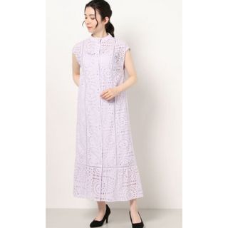 アメリヴィンテージ(Ameri VINTAGE)のEYELET LACE SHIRT DRESS レースロング　AMERI(ロングワンピース/マキシワンピース)