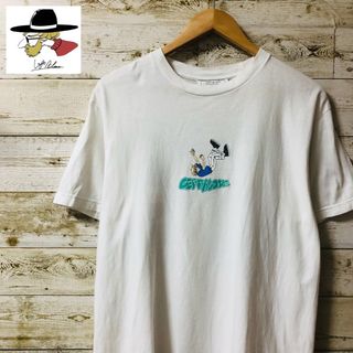 レフトアローン left alone Tシャツ カットソー ホワイト プリント(Tシャツ/カットソー(半袖/袖なし))