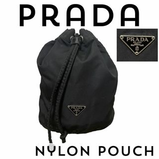 プラダ(PRADA)の【新品に近い】プラダ　ナイロン　巾着/ポーチ　ブラック(その他)