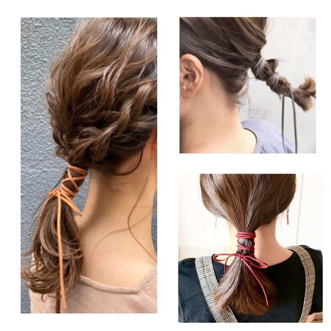 2点セット  ヘアカフ 紐アレンジ レディースのヘアアクセサリー(ヘアゴム/シュシュ)の商品写真