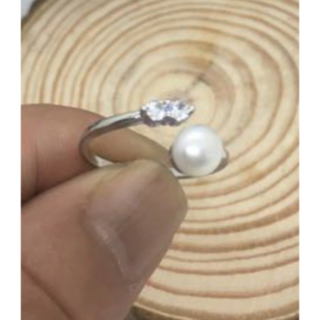 銀　リング　真珠象嵌 レディースのアクセサリー(リング(指輪))の商品写真