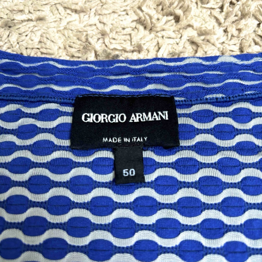 Giorgio Armani(ジョルジオアルマーニ)のGIORGIO ARMANI 半袖 Tシャツ ブルー 総柄 50サイズ レディースのトップス(Tシャツ(半袖/袖なし))の商品写真