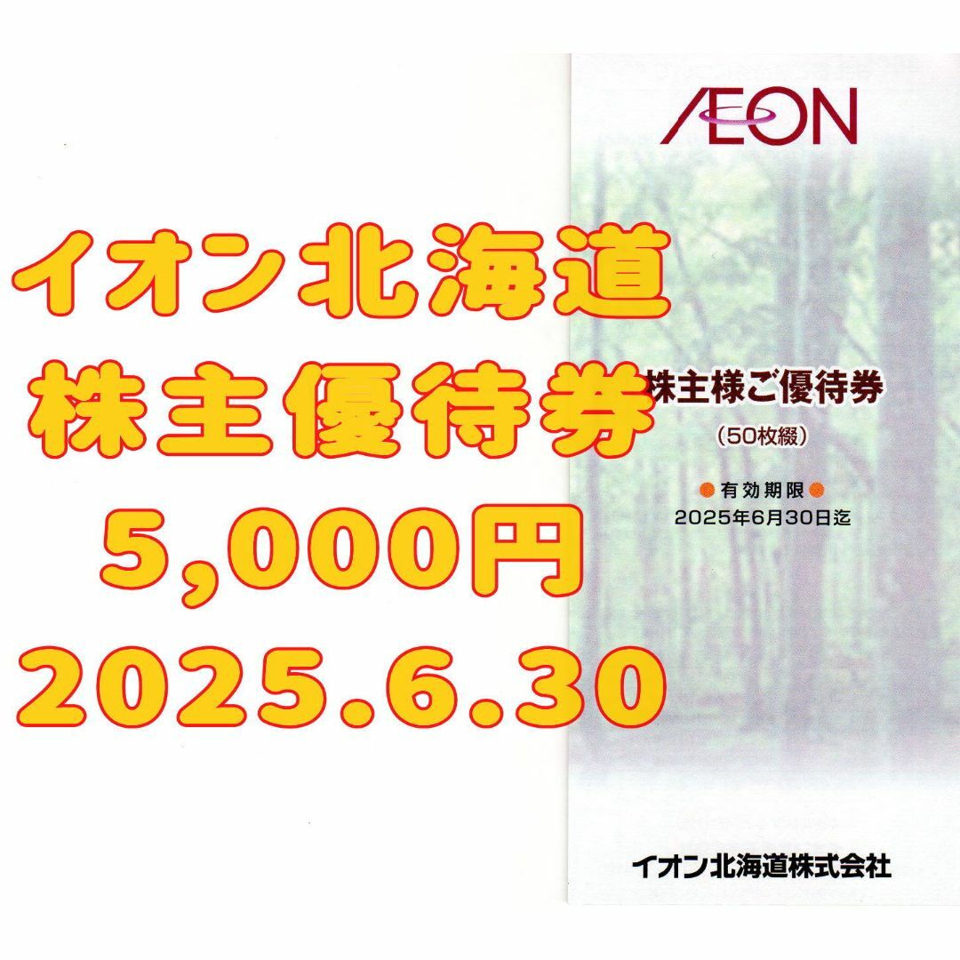 イオン北海道 株主優待券 5000円 2025.6.30 AEON チケットの優待券/割引券(ショッピング)の商品写真