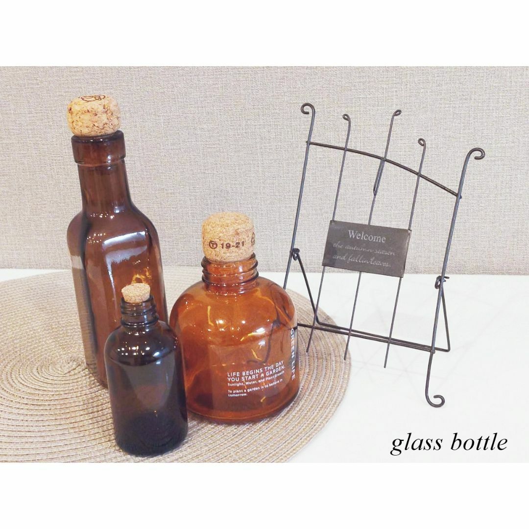 ✿glass Jar ブラウンの小瓶/ガラス瓶/花瓶やビーズ収納にも【3個】 インテリア/住まい/日用品のインテリア小物(花瓶)の商品写真