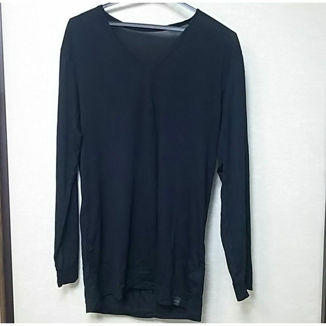 黒　VネックT メンズのトップス(Tシャツ/カットソー(七分/長袖))の商品写真