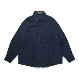 ★メンズ/レディース シンプル♪ビッグネルシャツ☆ ユニセックス/ネイビー 新品(シャツ/ブラウス(長袖/七分))