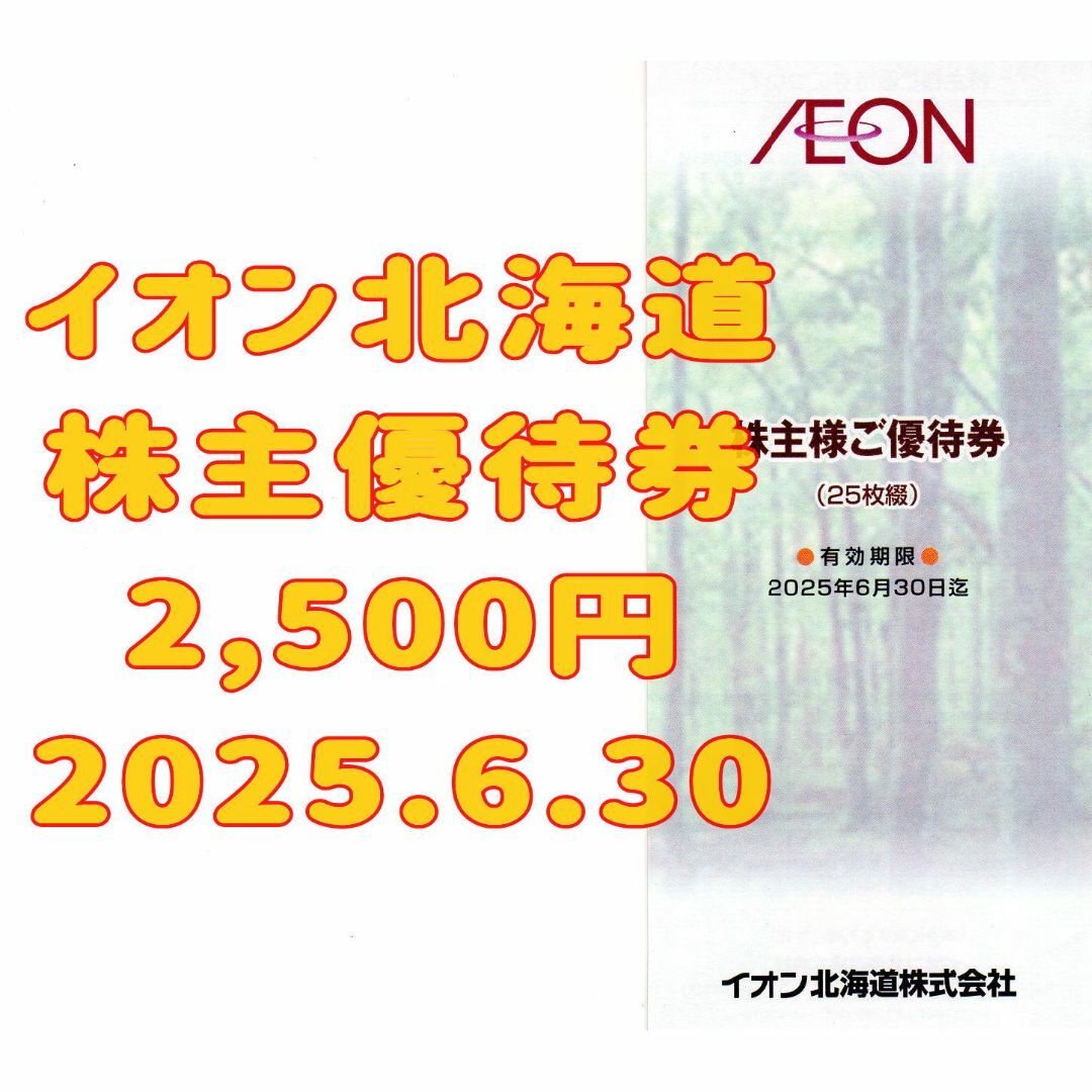 イオン北海道 株主優待券 2500円 2025.6.30 AEON チケットの優待券/割引券(ショッピング)の商品写真