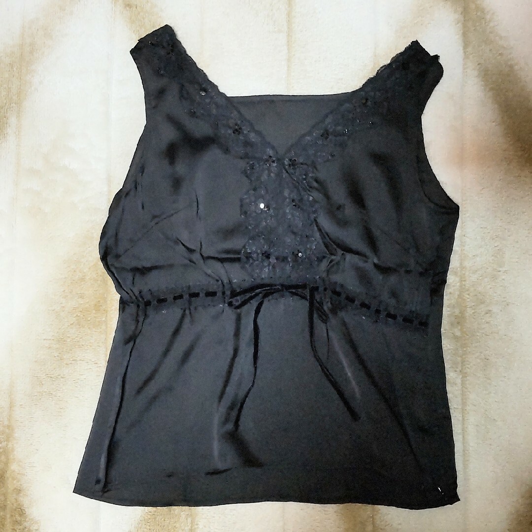 黒ツヤツヤカットソー レディースのトップス(カットソー(半袖/袖なし))の商品写真