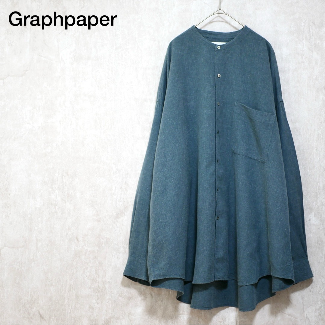 Graphpaper(グラフペーパー)のGraphpaper 23SS リネンキュプラ オーバーサイズバンドカラーシャツ メンズのトップス(シャツ)の商品写真