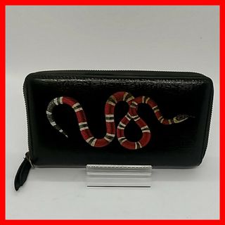 グッチ(Gucci)の【良品】グッチ スネーク 蛇 長財布 ジッピーウォレット ブラック 黒(長財布)