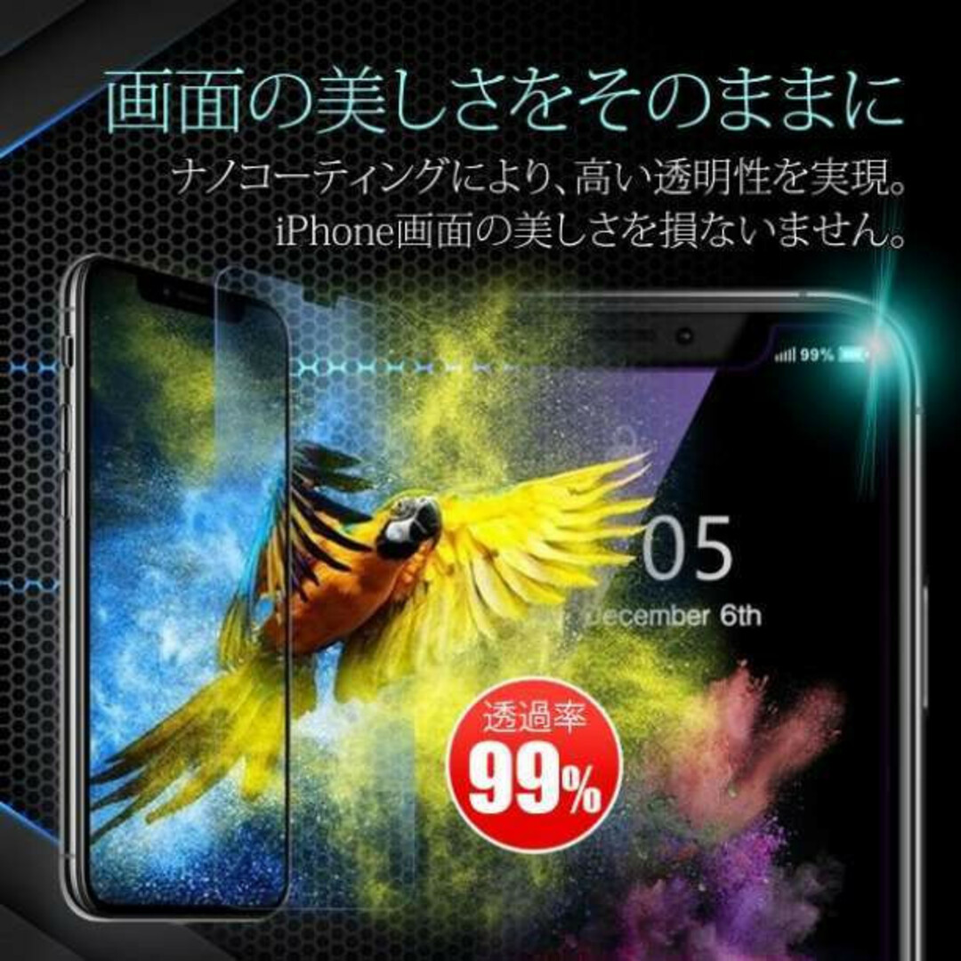 iPhoneXS Max 保護フィルム ガラスフィルム 画面保護 2枚 F スマホ/家電/カメラのスマホアクセサリー(保護フィルム)の商品写真