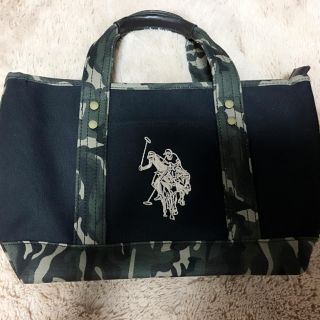 ポロラルフローレン(POLO RALPH LAUREN)の新品✨U.S.POLO ASSN ブラック×カモフラージュ バッグ(トートバッグ)