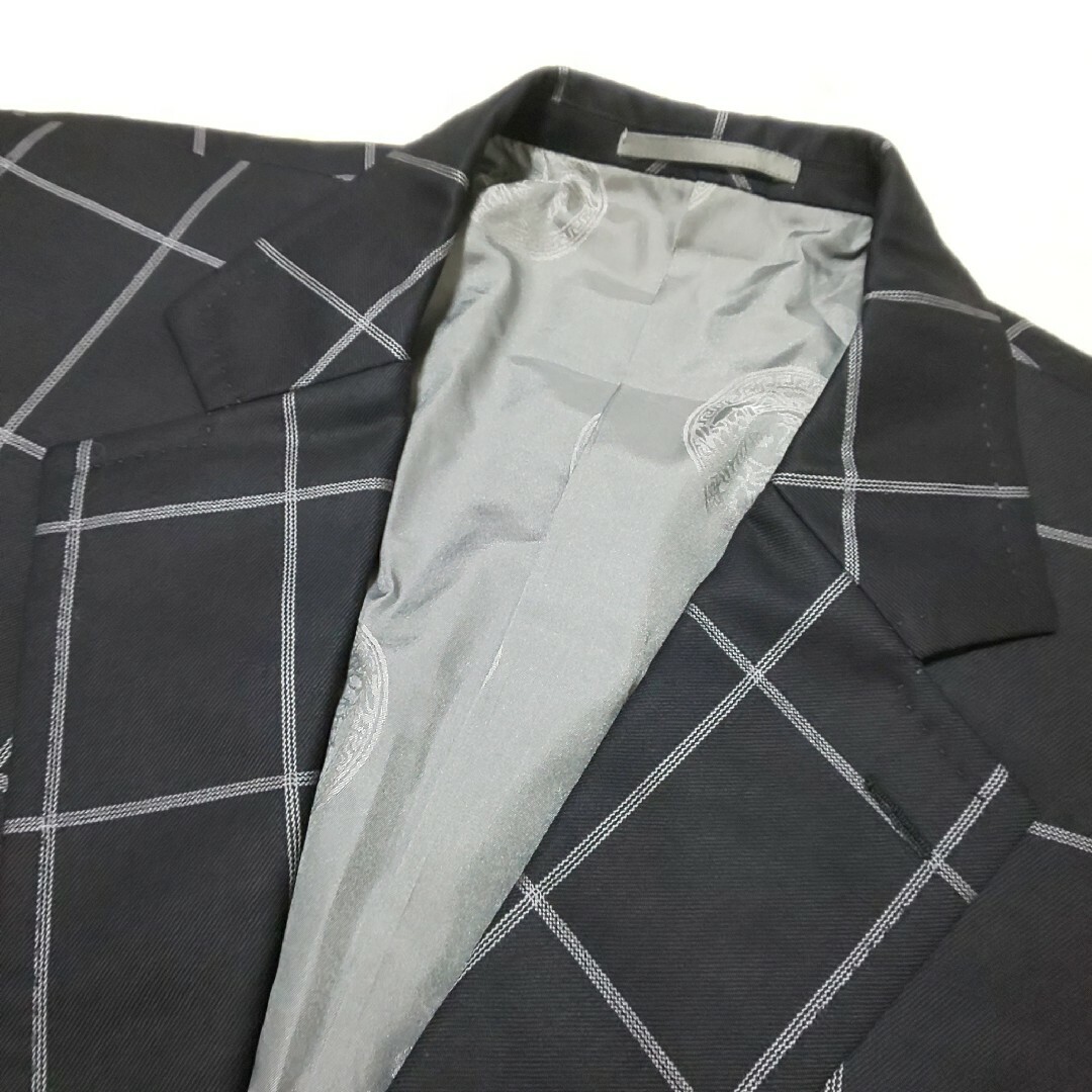 Gianni Versace(ジャンニヴェルサーチ)の伊製/希少サイズ GIANNI VERSACE チェック 2Bセットアップスーツ メンズのスーツ(セットアップ)の商品写真