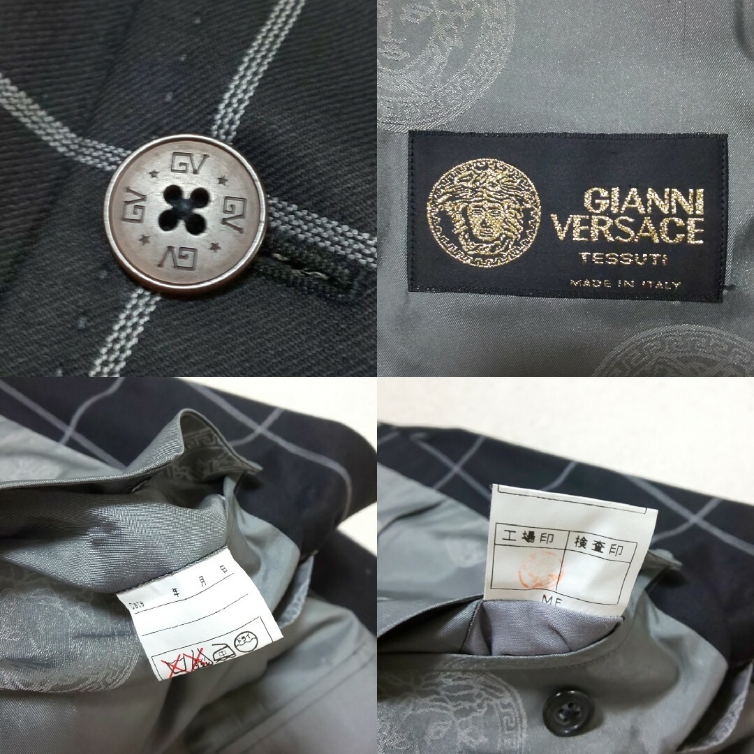 Gianni Versace(ジャンニヴェルサーチ)の伊製/希少サイズ GIANNI VERSACE チェック 2Bセットアップスーツ メンズのスーツ(セットアップ)の商品写真