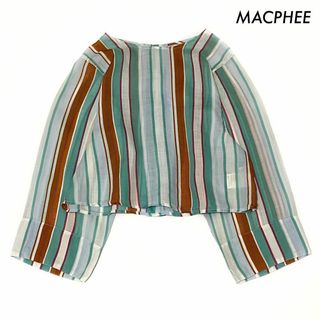 マカフィー(MACPHEE)のMACPHEE マカフィー★ストライプ柄 長袖ブラウス ノーカラー(シャツ/ブラウス(長袖/七分))