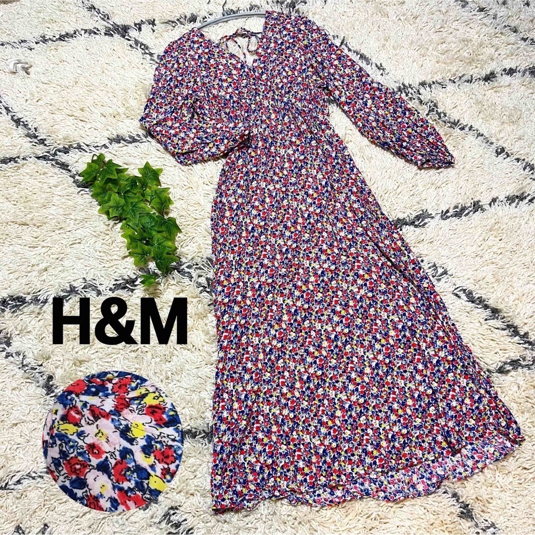 H&M(エイチアンドエム)のH&M  花柄　Vネックワンピース　リゾート　ワンピース　ロング　リバティ レディースのワンピース(ロングワンピース/マキシワンピース)の商品写真