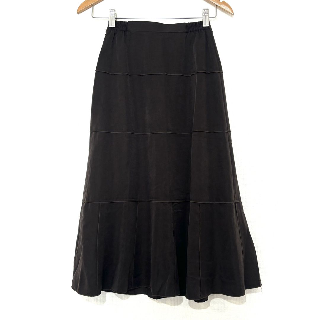 ワダ企画/日本製フレアロングスカートマーメイドゴムウエスト薄手レトロ無地濃い色 レディースのスカート(ロングスカート)の商品写真