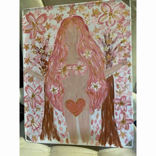絵画・桜と少女(絵画/タペストリー)