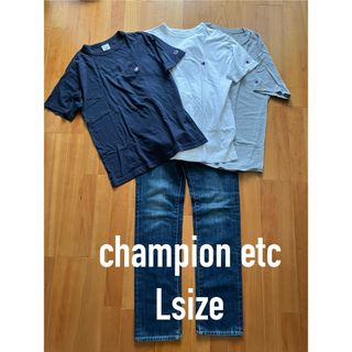 Champion - メンズ　Lサイズ　championTシャツ　UNIQLOデニム　ジーンズ　まとめ