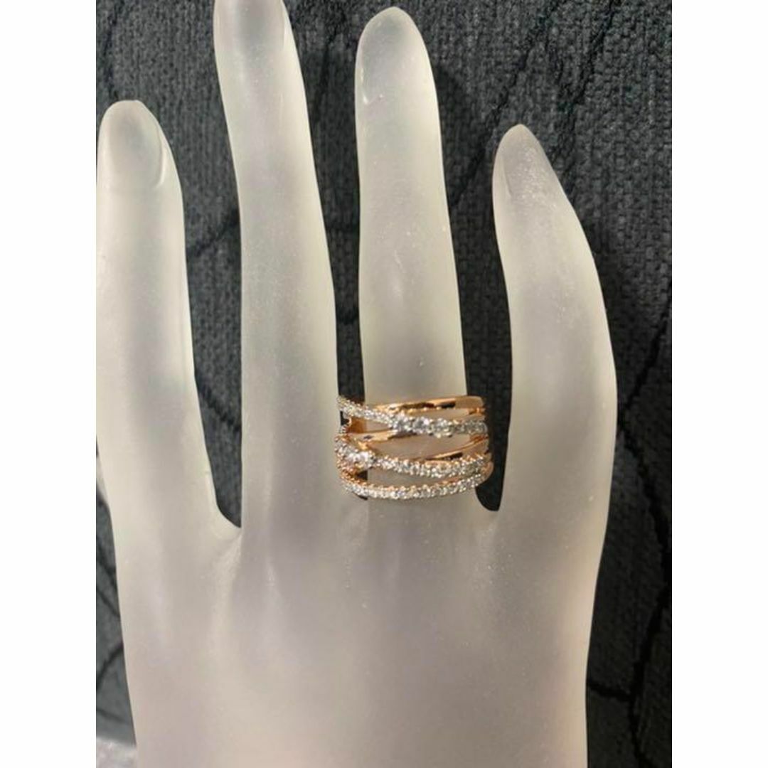 （1124）14号　ピンクゴールド女の子の為のランダムスワロ太リング　指輪 レディースのアクセサリー(リング(指輪))の商品写真