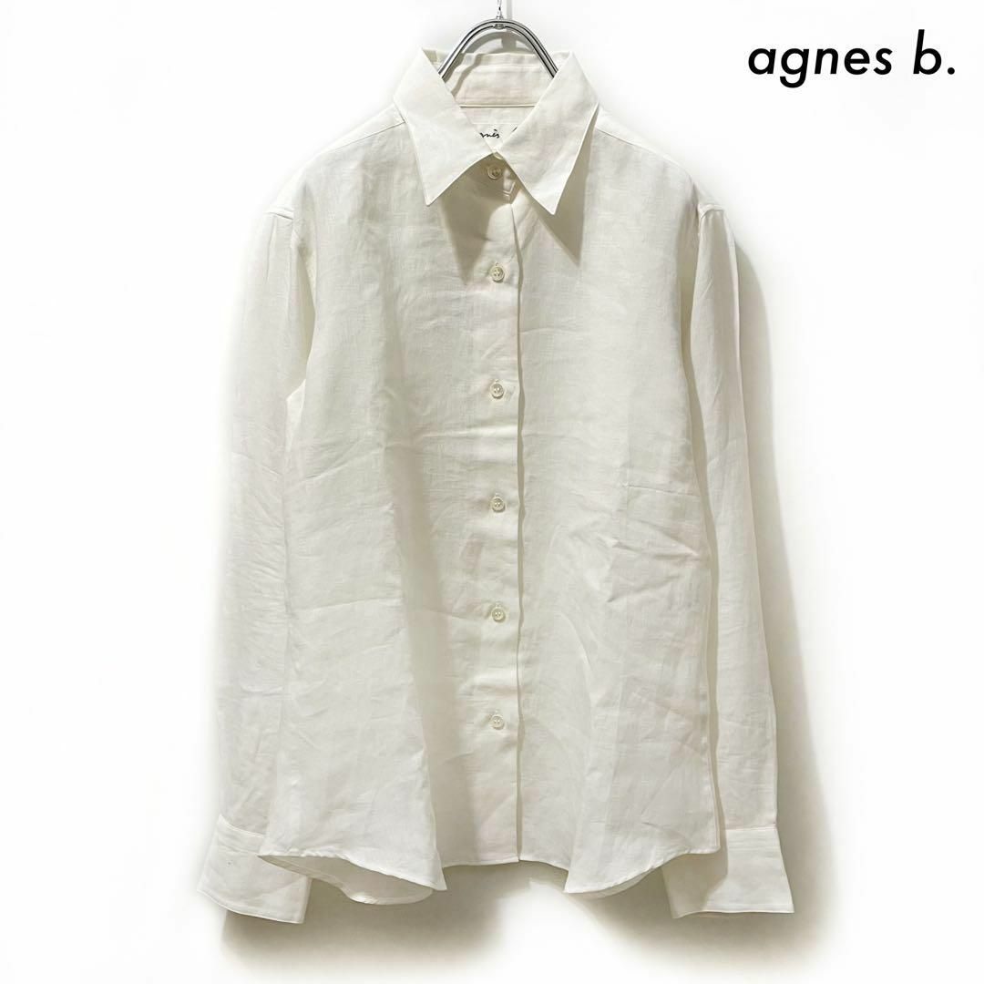 agnes b.(アニエスベー)のagnes b. アニエスベー★長袖リネンシャツ 未使用タグ付き ホワイト 白 レディースのトップス(シャツ/ブラウス(長袖/七分))の商品写真