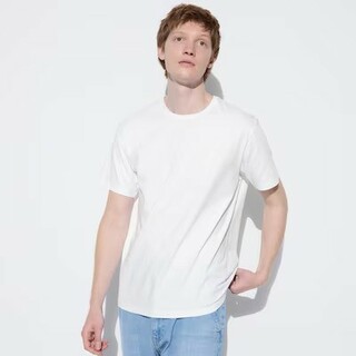 ユニクロ(UNIQLO)のユニクロ エアリズムコットンクルーネックT (半袖) XXL ホワイト(Tシャツ/カットソー(半袖/袖なし))