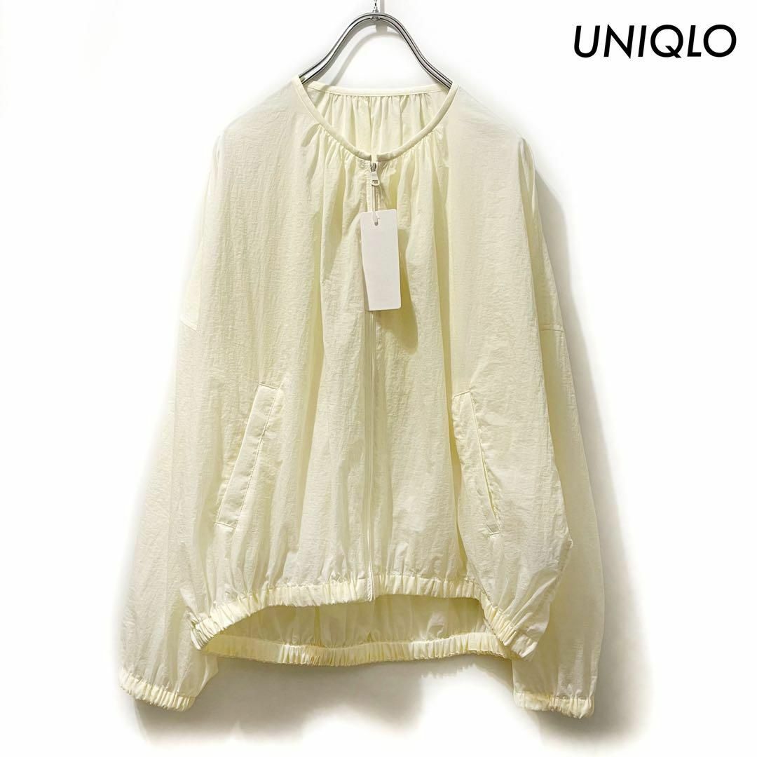 UNIQLO(ユニクロ)のUNIQLO ユニクロ★シアーコクーンブルゾン オフホワイト Sサイズ レディースのジャケット/アウター(ブルゾン)の商品写真