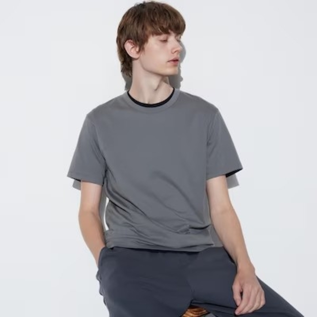 UNIQLO(ユニクロ)のユニクロ エアリズムコットンクルーネックT (半袖) XXL グレー メンズのトップス(Tシャツ/カットソー(半袖/袖なし))の商品写真