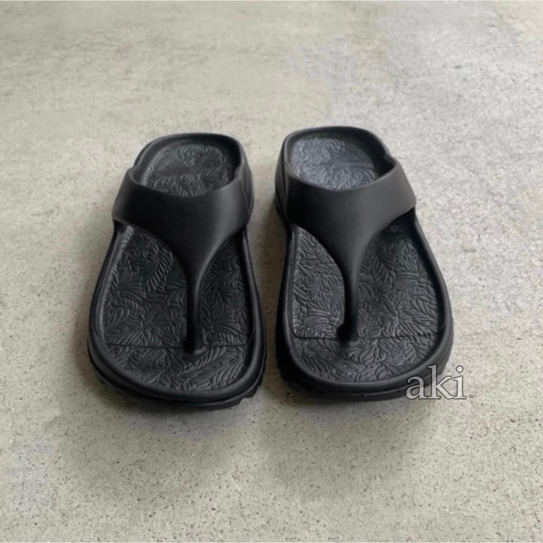 リカバリー トング サンダル 24.5 〜 25cm ブラック 黒 男女兼用  レディースの靴/シューズ(サンダル)の商品写真