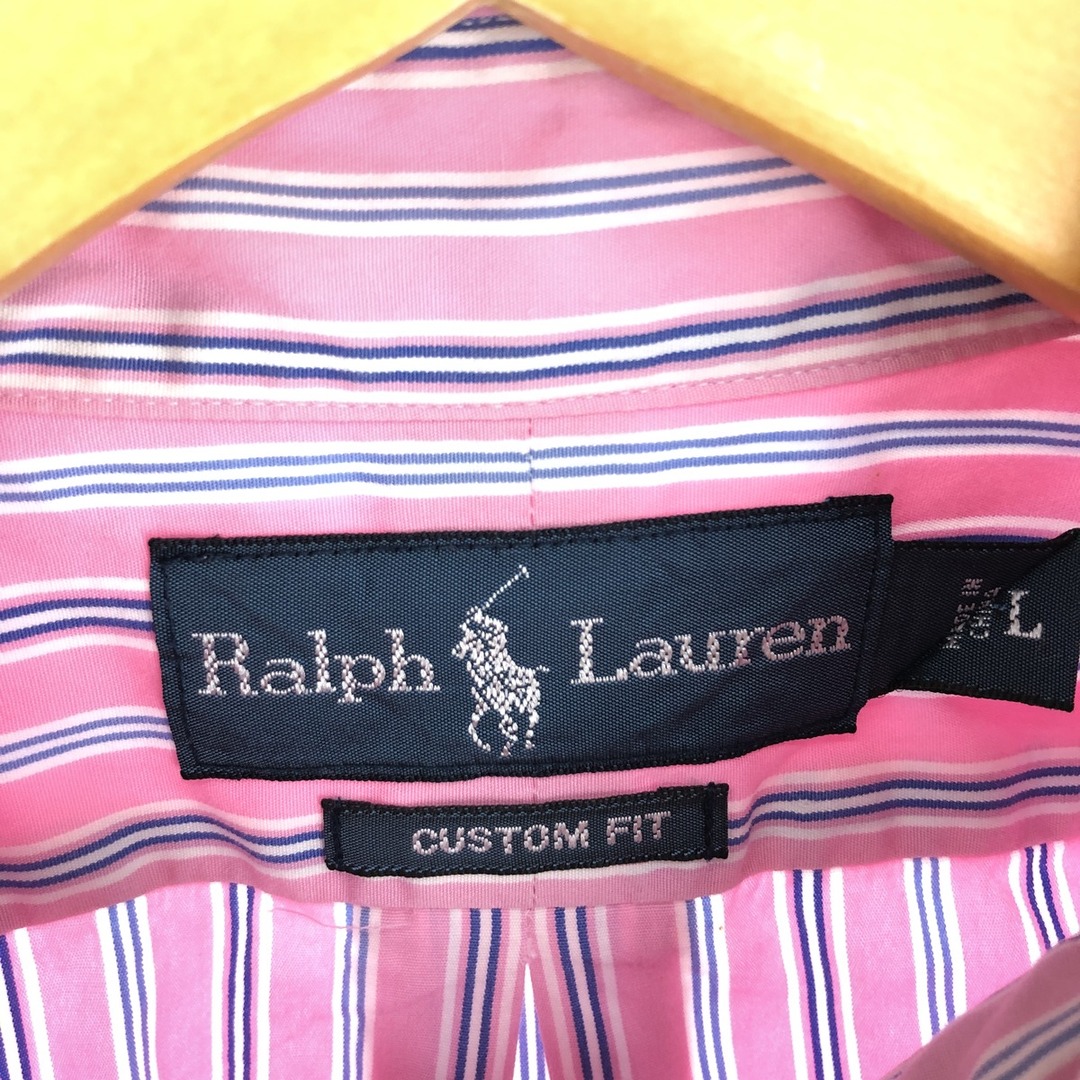 Ralph Lauren(ラルフローレン)の古着 ラルフローレン Ralph Lauren CUSTOM FIT 長袖 ボタンダウンストライプシャツ メンズL /eaa446523 メンズのトップス(シャツ)の商品写真