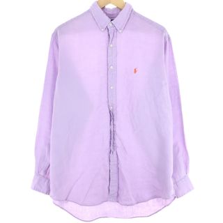 ラルフローレン(Ralph Lauren)の古着 ラルフローレン Ralph Lauren CLASSIC FIT 長袖 リネン ボタンダウンシャツ メンズL /eaa446525(シャツ)