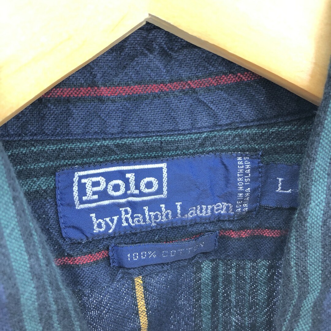 Ralph Lauren(ラルフローレン)の古着 ラルフローレン Ralph Lauren POLO by Ralph Lauren マルチストライプ 長袖 ストライプシャツ メンズL /eaa423895 メンズのトップス(シャツ)の商品写真