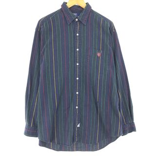 ラルフローレン(Ralph Lauren)の古着 ラルフローレン Ralph Lauren POLO by Ralph Lauren マルチストライプ 長袖 ストライプシャツ メンズL /eaa423895(シャツ)