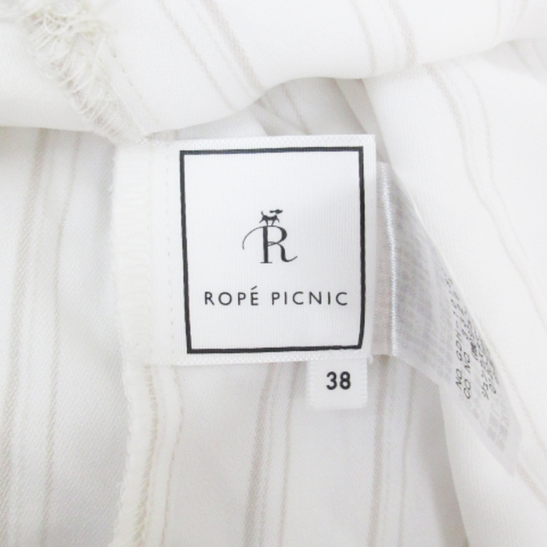 Rope' Picnic(ロペピクニック)のロペピクニック ノーカラーシャツ ブラウス 半袖 透け感 38 白 ベージュ レディースのトップス(シャツ/ブラウス(半袖/袖なし))の商品写真