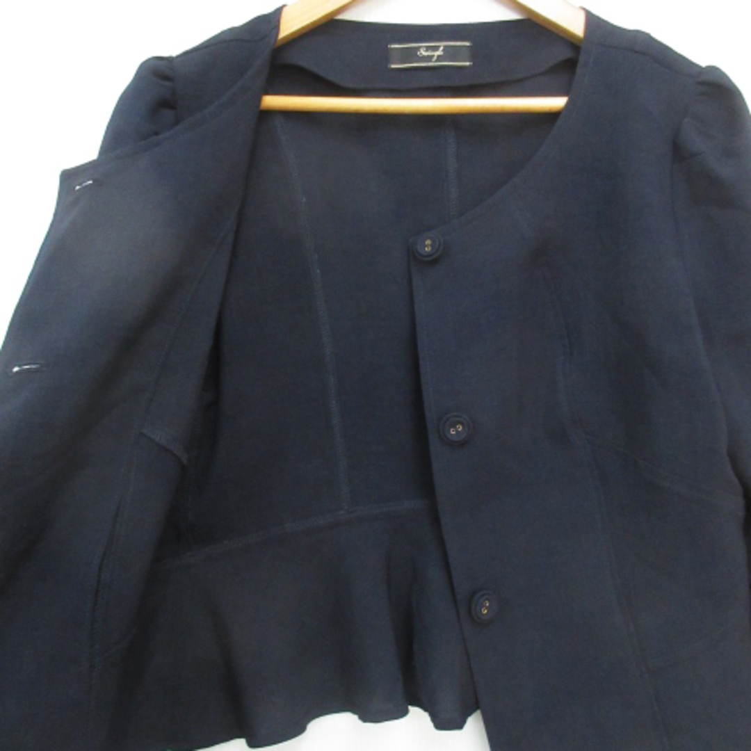 Swingle(スウィングル)のスウィングル ノーカラージャケット ミドル丈 七分袖 シングルボタン S 紺 レディースのジャケット/アウター(その他)の商品写真