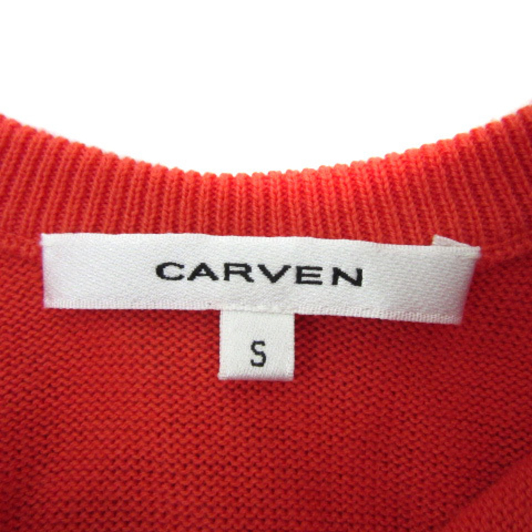 CARVEN(カルヴェン)のカルヴェン ドッキングワンピース 半袖 ニット バックシャン S 赤 ベージュ レディースのワンピース(ひざ丈ワンピース)の商品写真