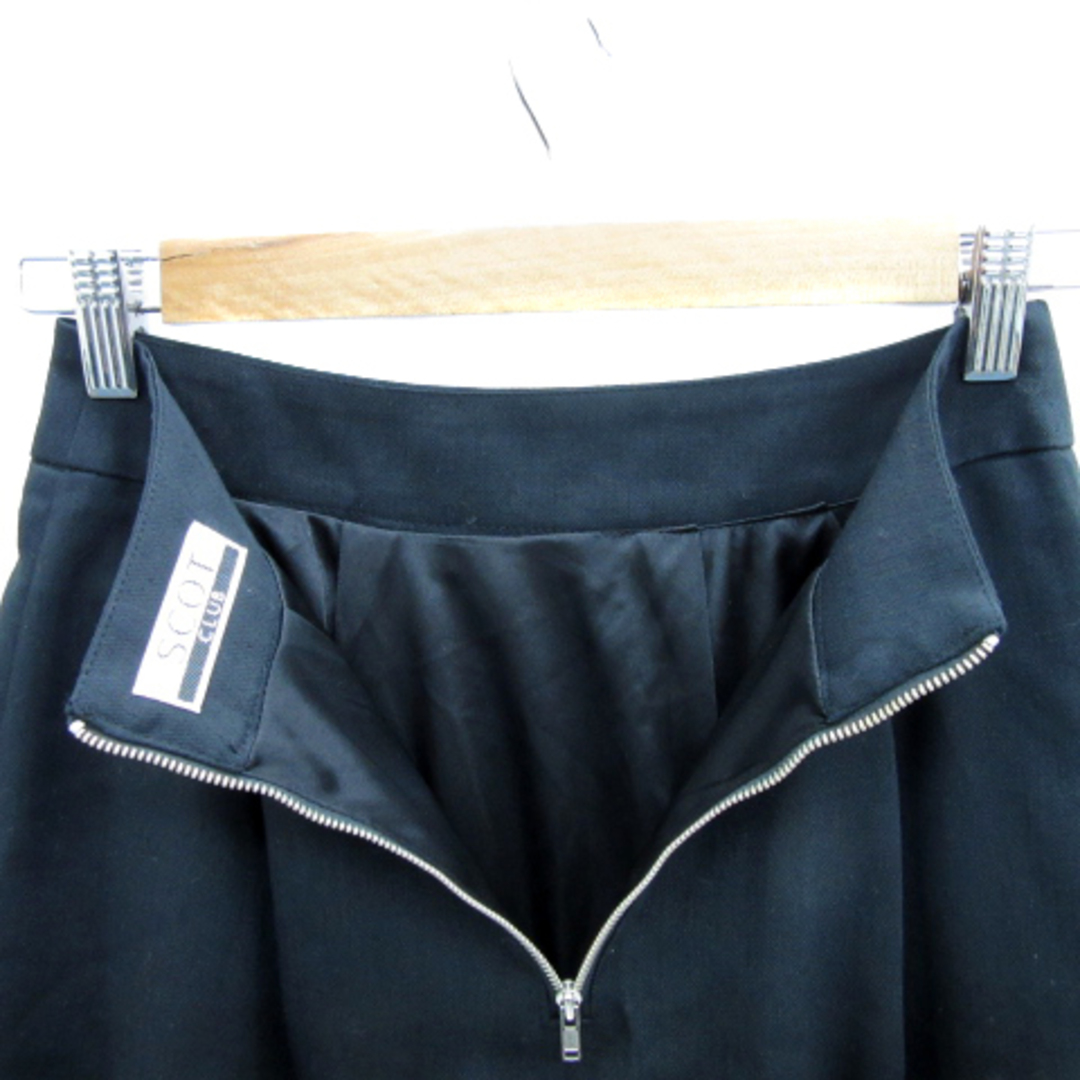 SCOT CLUB(スコットクラブ)のスコットクラブ フレアスカート ミニ丈 無地 麻 リネン混 1 黒 ブラック レディースのスカート(ミニスカート)の商品写真